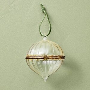 New Hearth & Hand Magnolia Hinged Ribbed Glass Christmas Tree Ornament